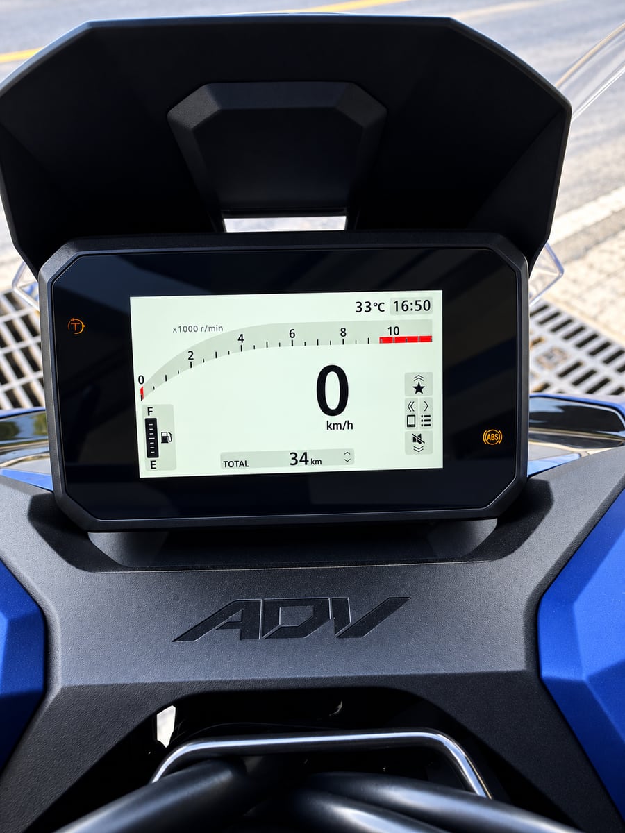 Honda ADV 160 2027 — Blue bike dashboard
